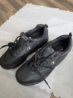 Champion Men's Classic Black Leather Lace-Up Sneakers US 9.5 EUR42